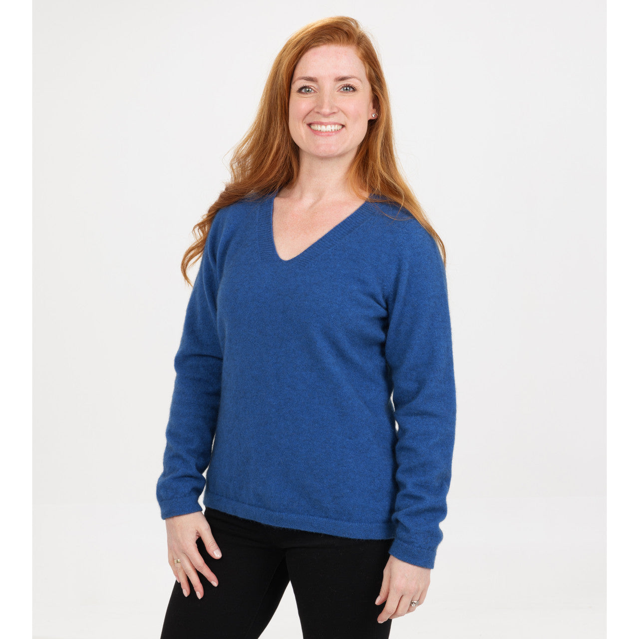 Native World - Merino & Possum Vee Plain Sweater (NB396) Cornflower