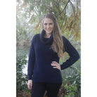 Lothlorian Merino - Possum Curved Hem Cowl Neck Jumper (9843)Midnight