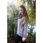 Lothlorian Merino - Possum Curved Hem Cowl Neck Jumper (9843)Silver