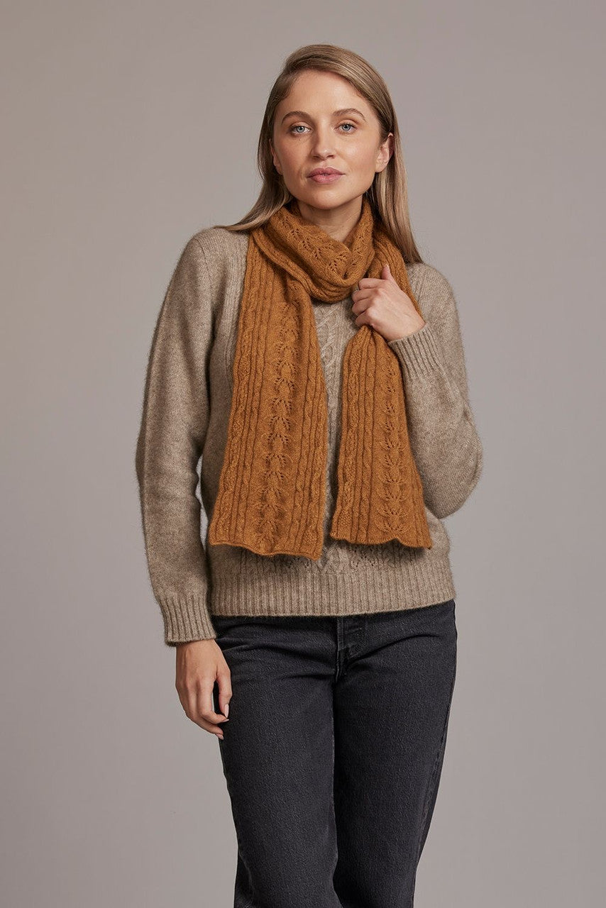 McDonald - Merino & Possum Cable Scarf (669) Honeycomb