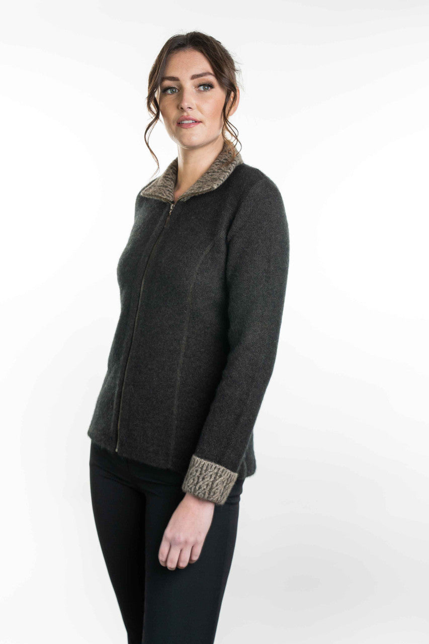 Koru Merino - Possum Two Tone Jacket (KO476)Espresso/Mocha