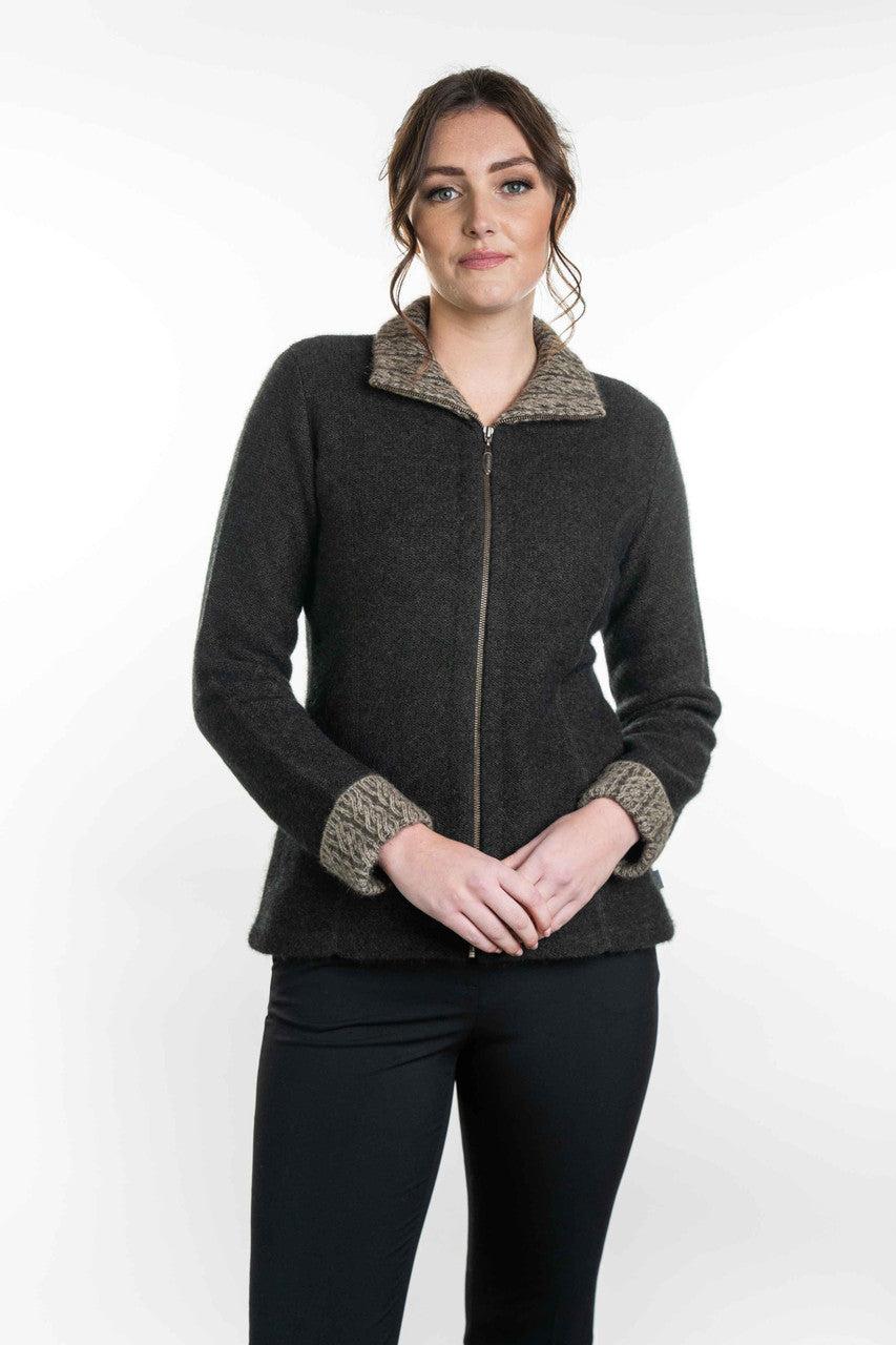 Koru Merino - Possum Two Tone Jacket (KO476)Espresso/Mocha