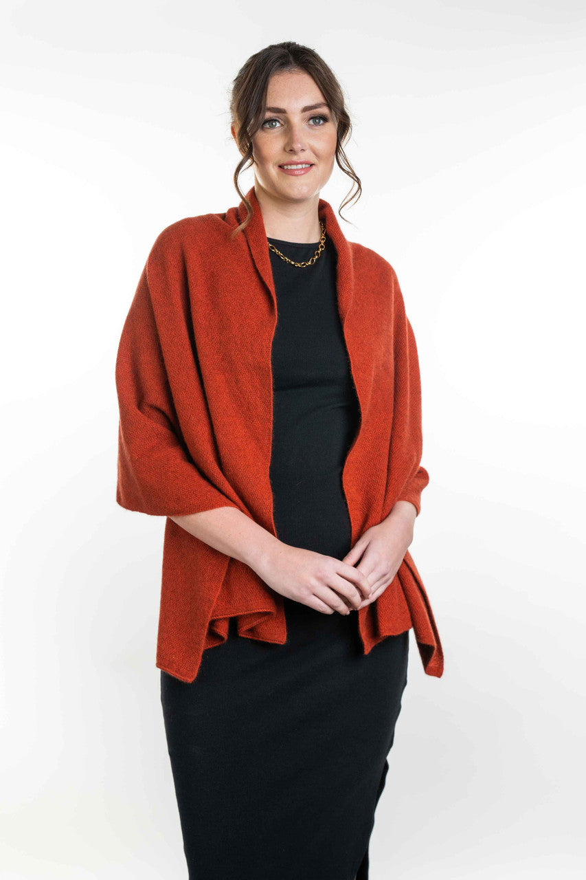 Koru Merino - Possum Lightweight Moss Stitch Wrap (KO518)Sienna