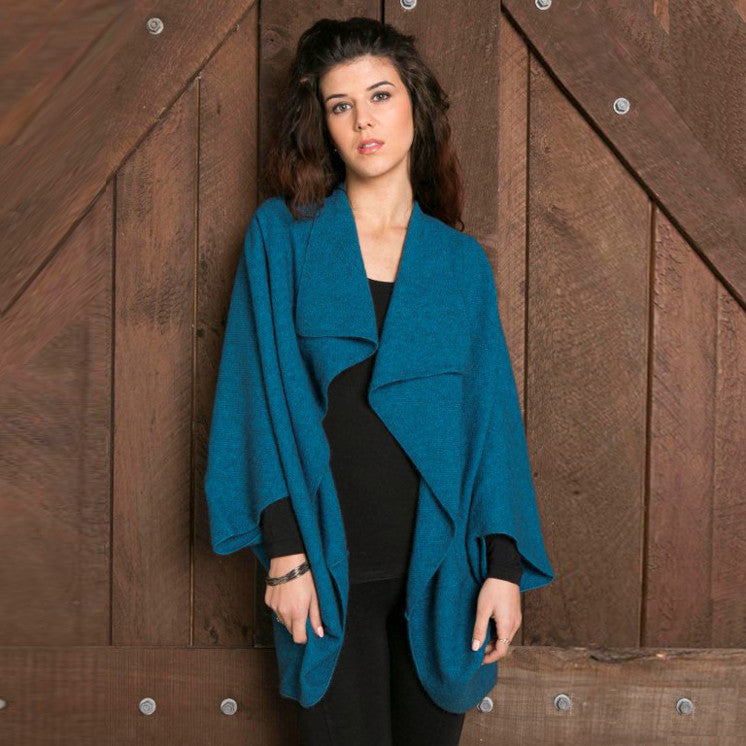 Koru Merino - Possum Moss Stitch Shrug (KO756)-Pacific