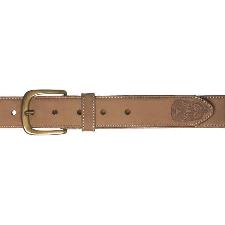 Kiwi Country embossed face leather belt in Tan Suede colour.
