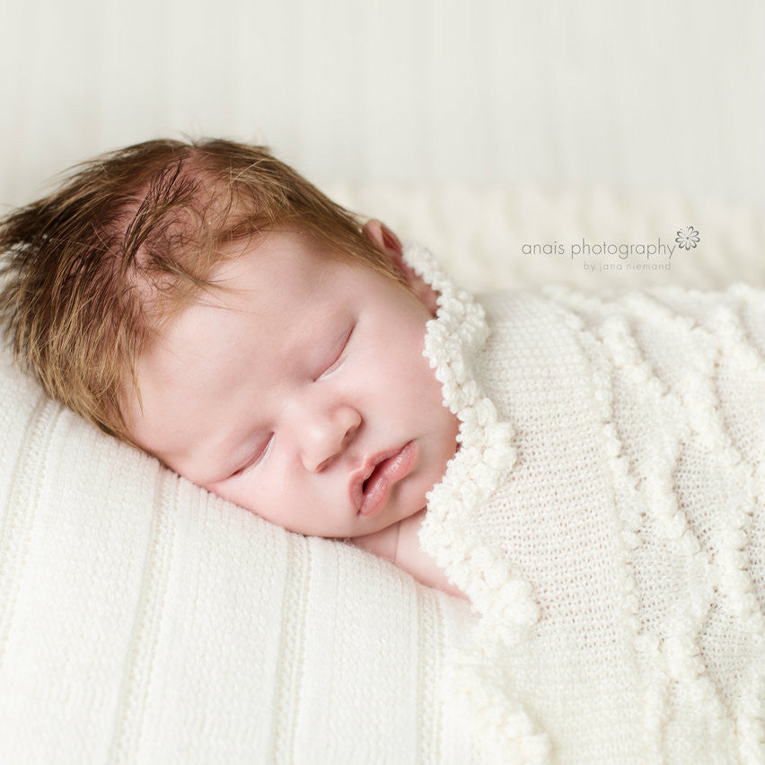 Tudor knits  merino scalloped baby shawl or blanket
