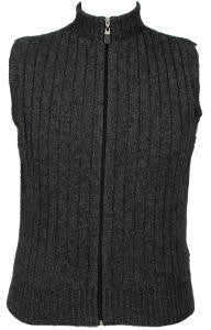 Lothlorian - Merino & Possum Men's Rib Zip Vest (9823)Charcoal