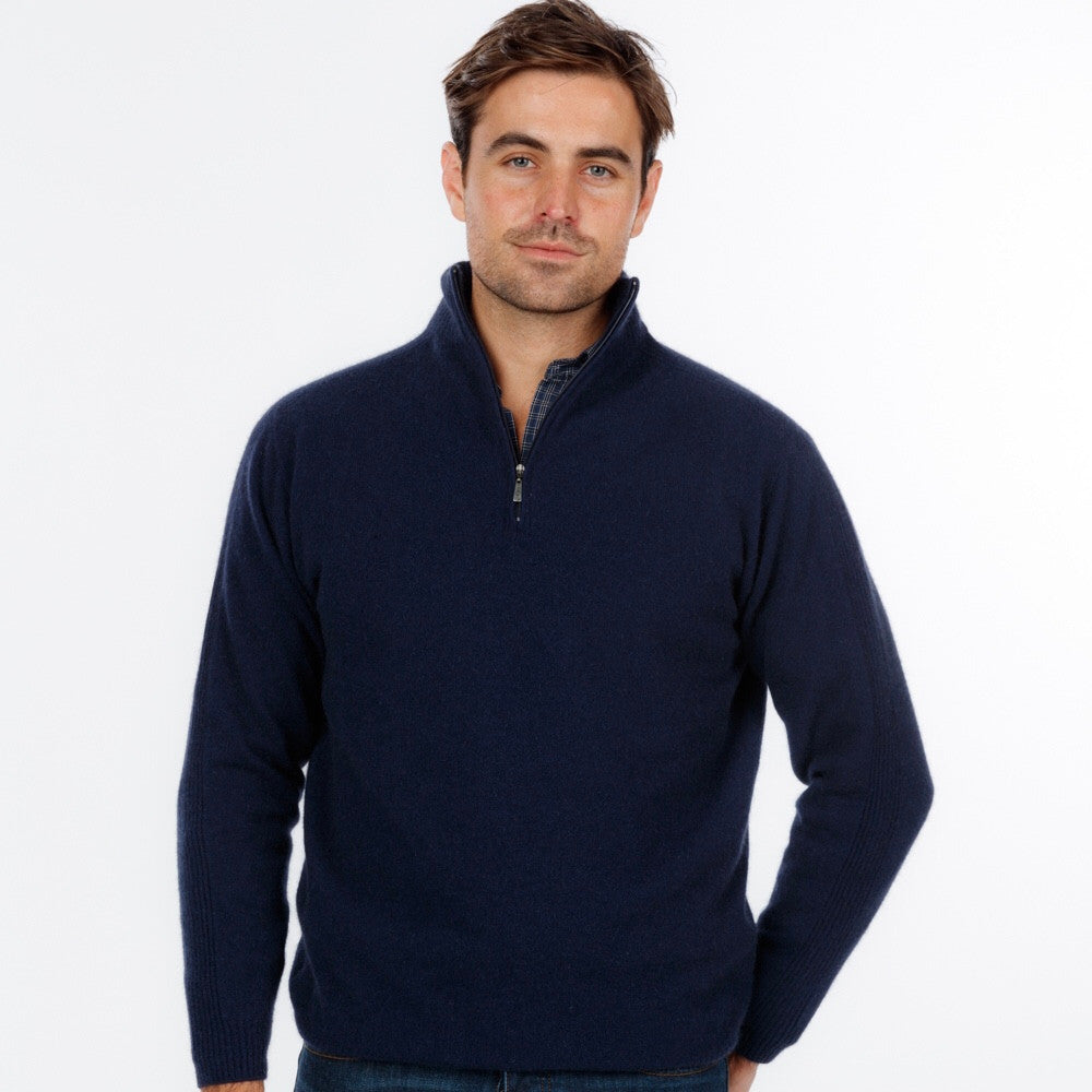 Native World - Merino & Possum Lightweight Half Zip Sweater (NB336)Twilight
