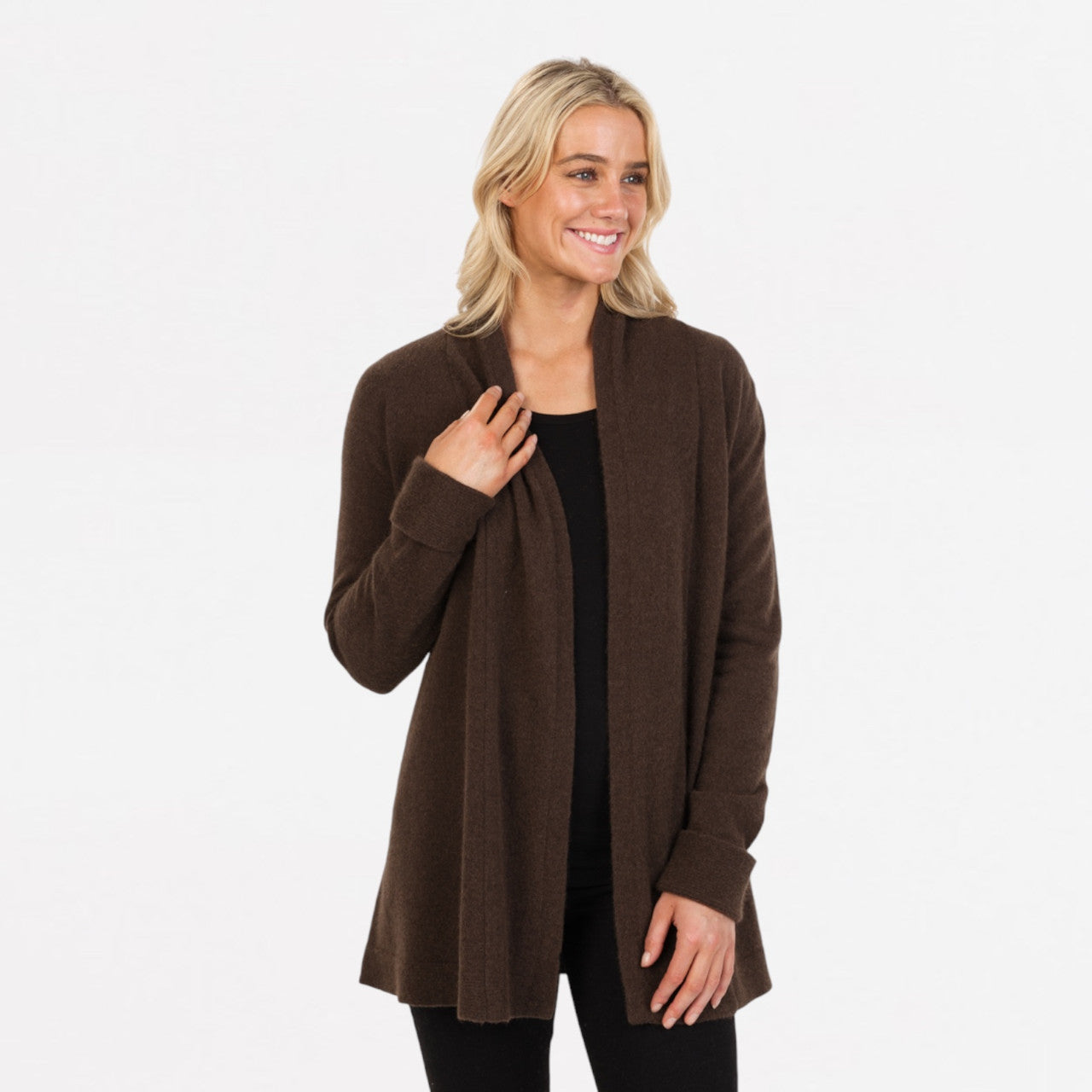 Native World - Merino & Possum Wrap Jacket (NB498) Cocoa