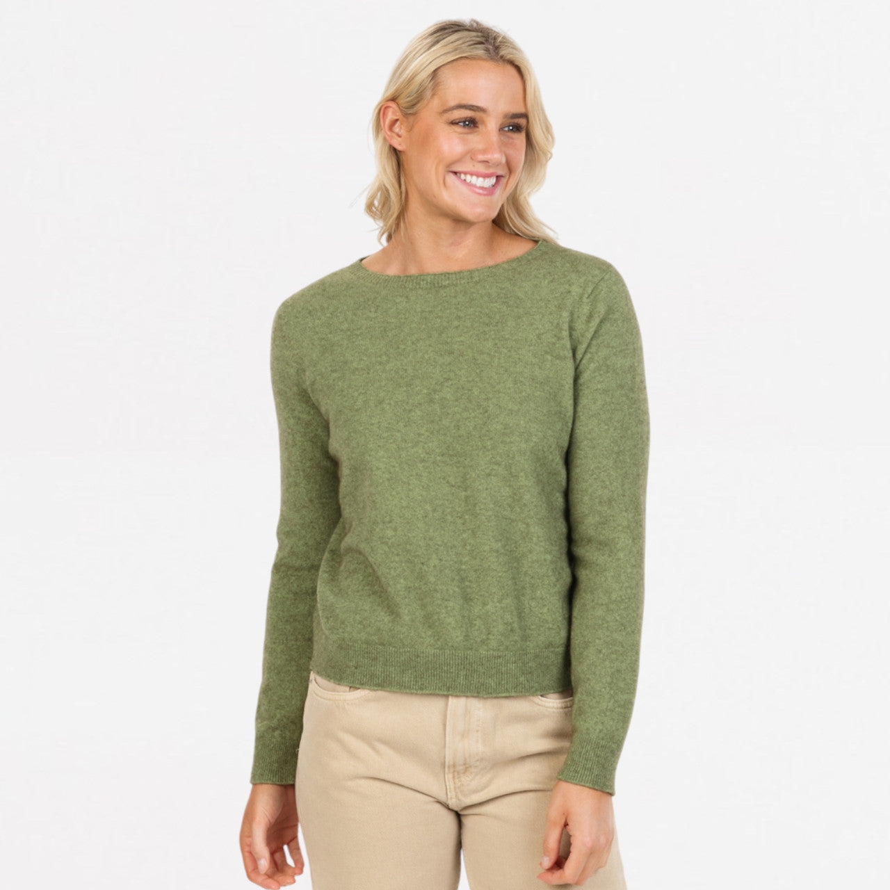 Native World - Merino & Possum Classic Crop Sweater (NB870) Pistachio