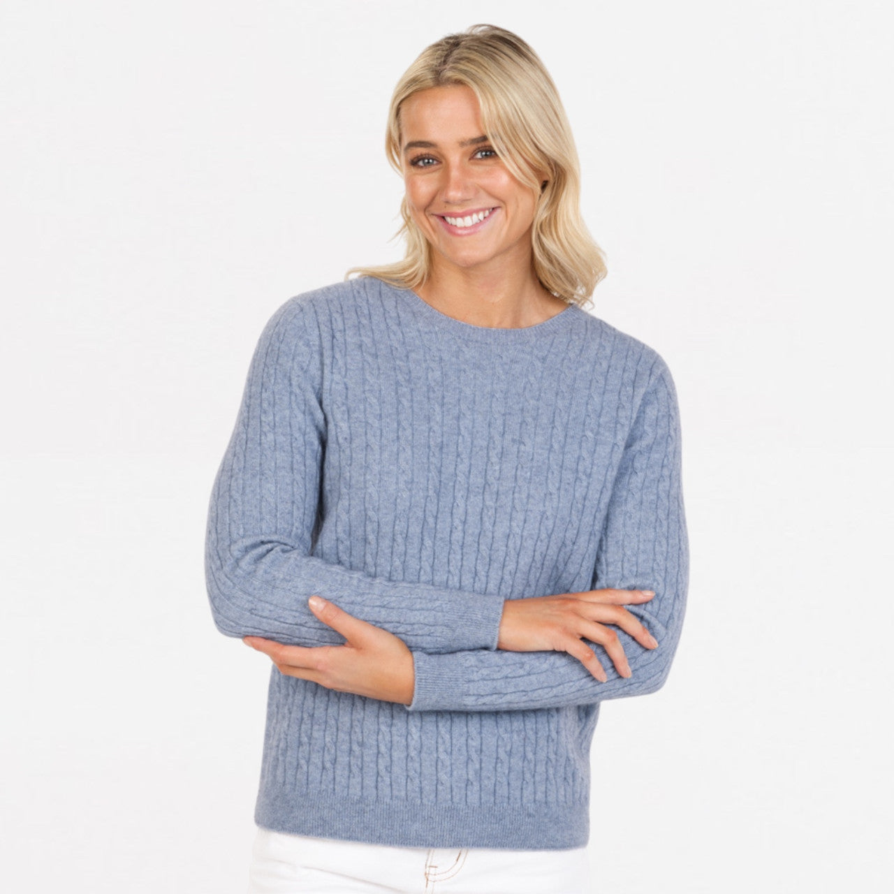 Native World - Merino & Possum Classic Cable Sweater (NB885) Crystal