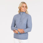 Native World - Merino and Possum Cable Half Zip Sweater (NB900) Crystal