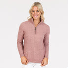 Native World - Merino and Possum Cable Half Zip Sweater (NB900) Lily