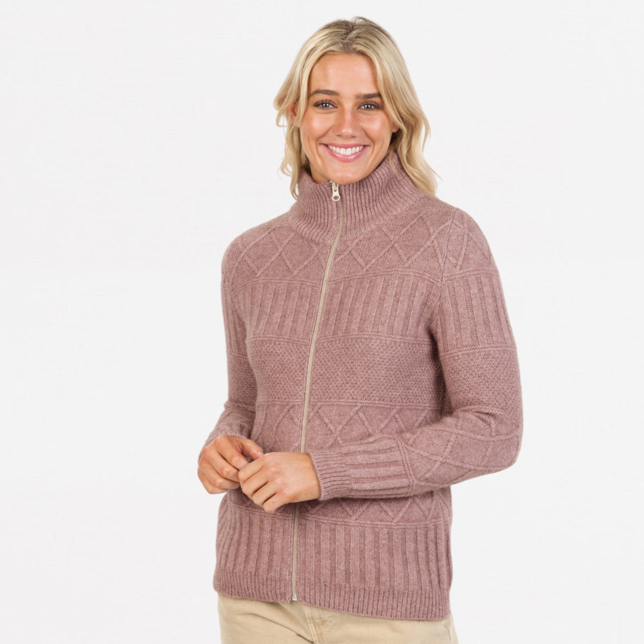 Native World - Merino & Possum Cross Stitch Jacket (NS892) Lily