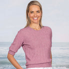 Woman wearing Riley Crew in the colour Primrose