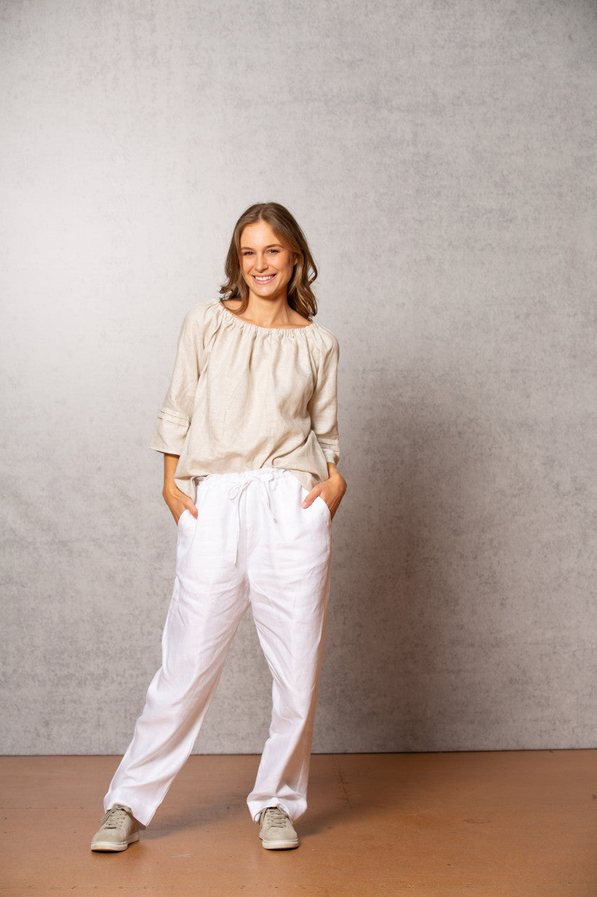 Sand Top & White Pants