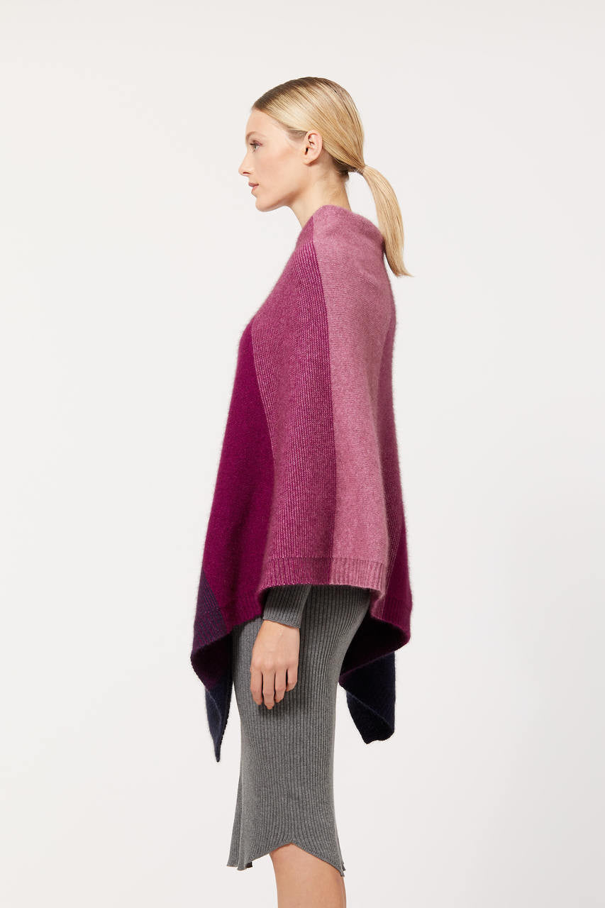 Amaranth colour Poncho side view