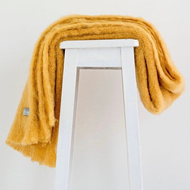 Ochre colour mohair rug