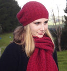 Beanie and scarf in colour Raspberry
