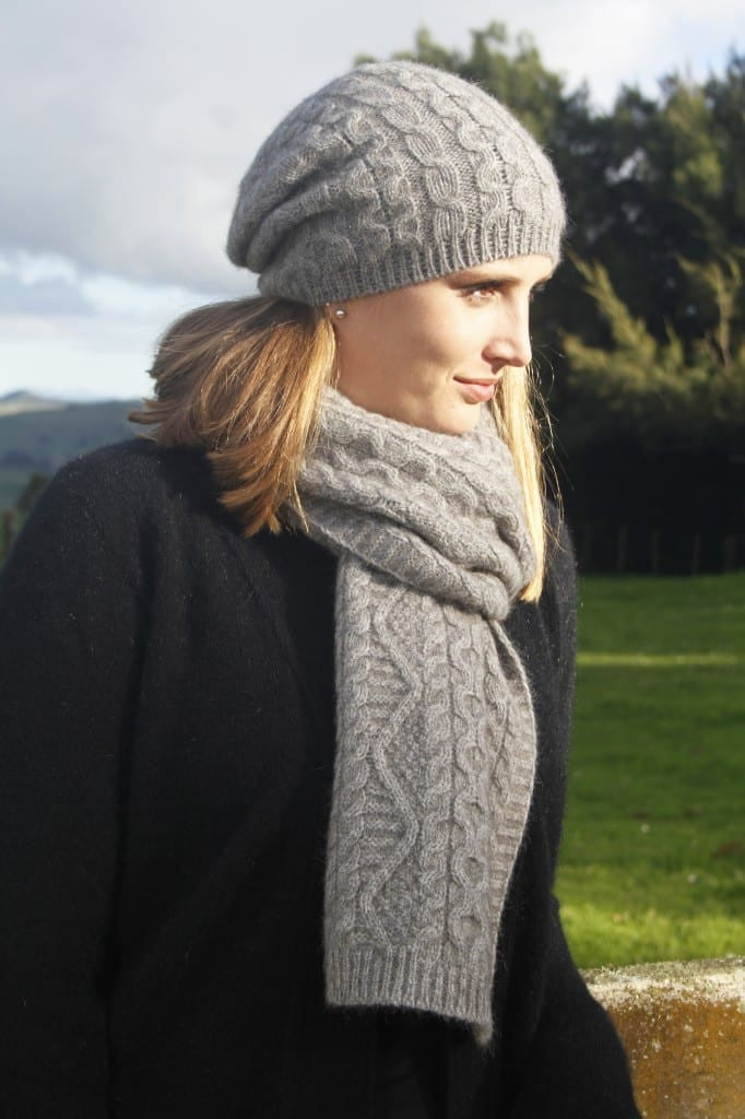 Silver colour scarf and beanie