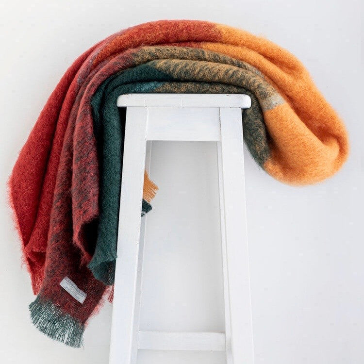 Picasso plaid mohair blanket