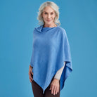 Royal Merino - 100% Merino Asymmetric Poncho (RM2270) Cornflower.