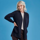 Royal Merino - 100% Merino Open Front Long Cardigan (RM2455) Light Navy.