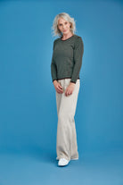Royal Merino - 100% Merino Tuck Stitch Stripe Jumper (RM2515) Earth/Green Tea