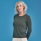 Royal Merino - 100% Merino Tuck Stitch Stripe Jumper (RM2515) Earth/Green Tea