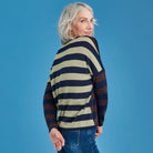 Royal Merino - 100% Merino Striped Drop Shoulder Jumper (RM2592) Avocado