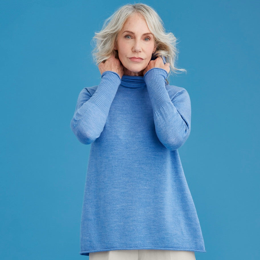 Royal Merino - 100% Merino A-Line Funnel Neck (RM3002) Cornflower