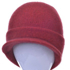 Merino and Possum Cap with Peak in colour red