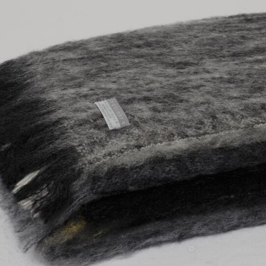 Charcoal blankets folded