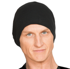 Man wearing Merino wool black beanie.