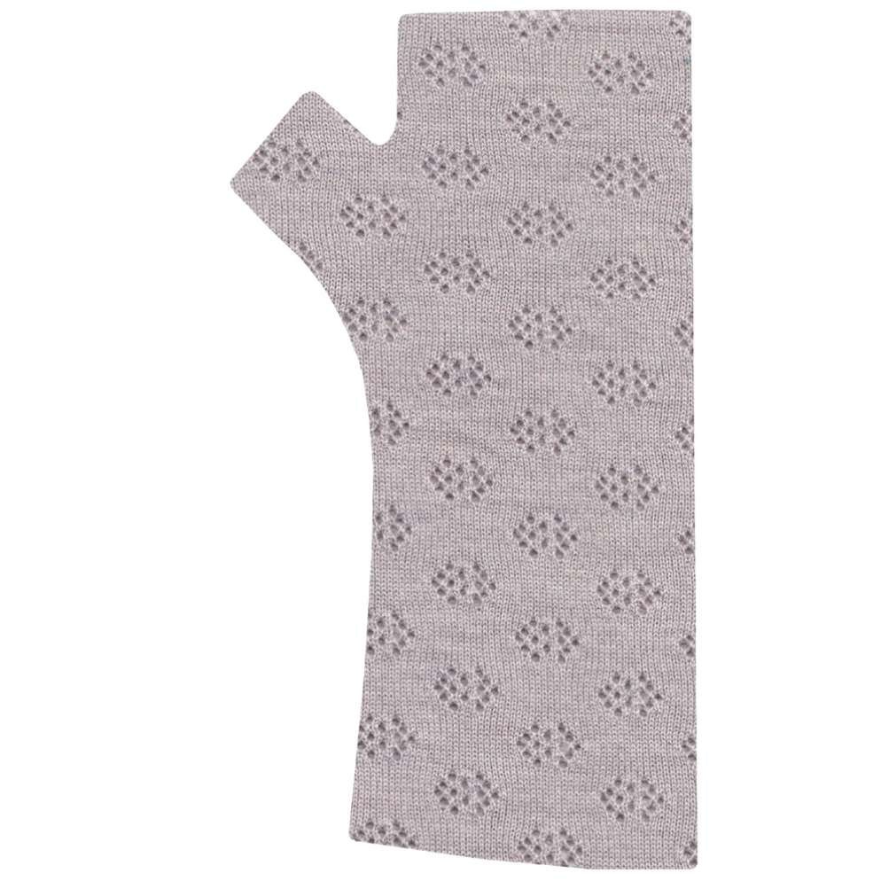Kate Watts- Printed Merino Glovelets (Double Arrow Print)Silver