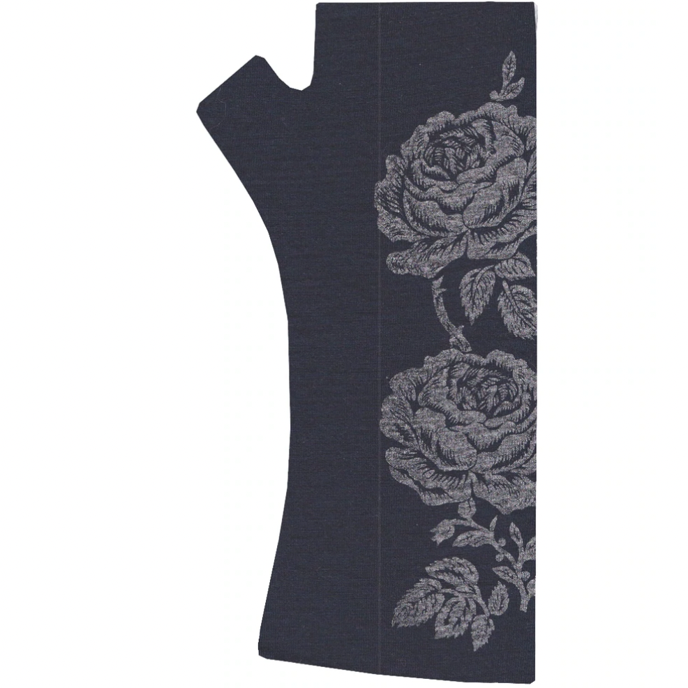 Kate Watts- Printed Merino Glovelets (Ink w Lead Vintage Rose Print)