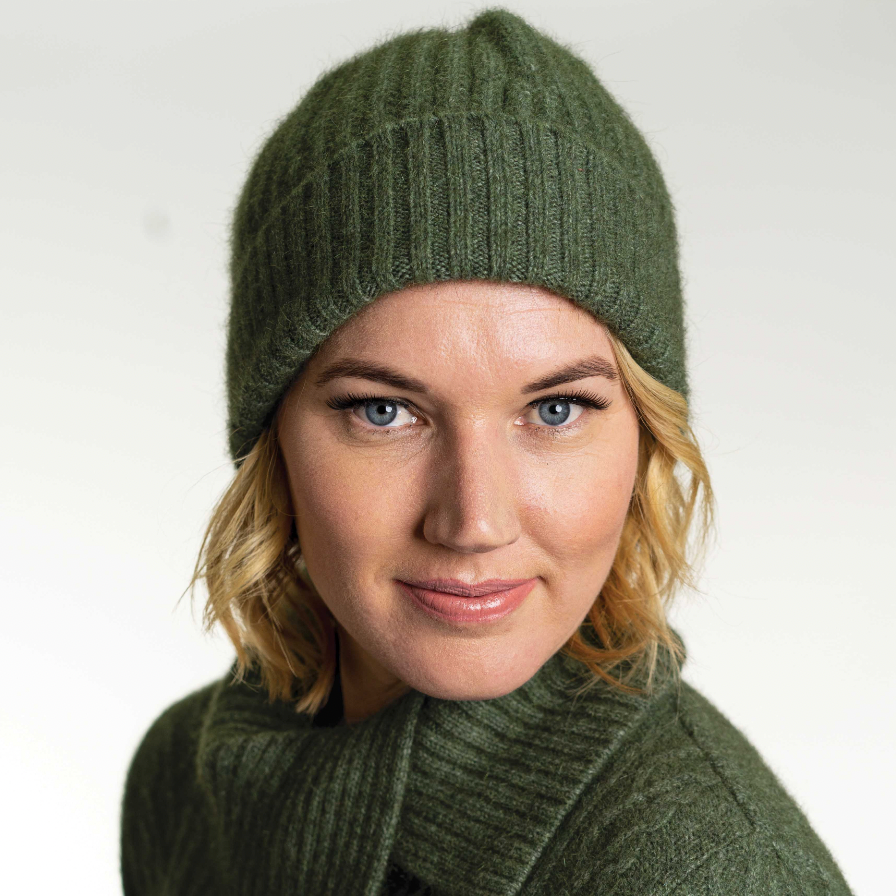 Koru Merino - Possum Ribbed Beanie (KO2020)Moss