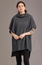 McDonald - Merino & Possum Step Hem Poncho (5030)pewter