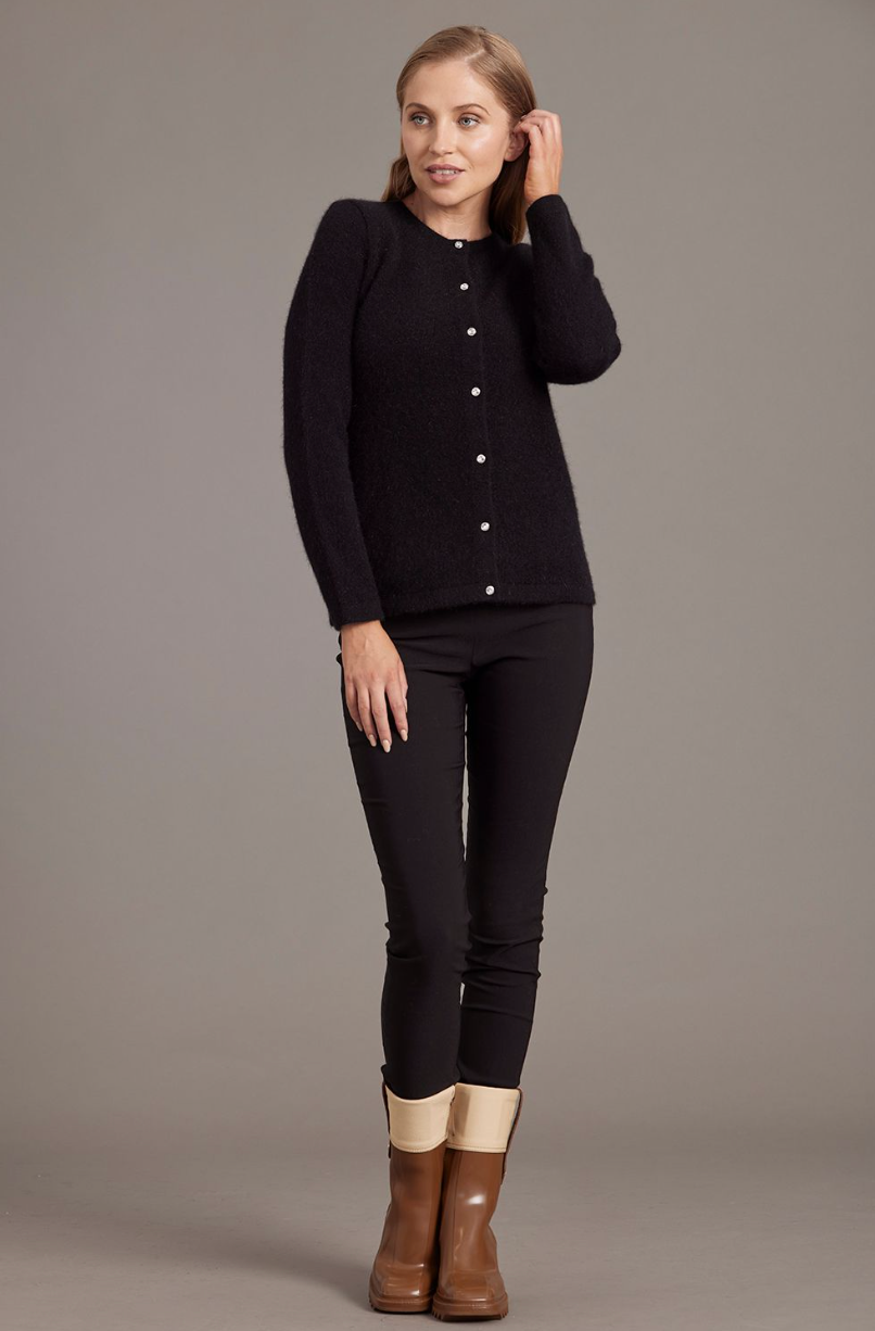 McDonald - Possum & Merino Cardigan with Swarovski Buttons (6110)Black