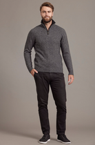 McDonald - Possum & Merino Cable Jersey with Contrast Trim-Charcoal