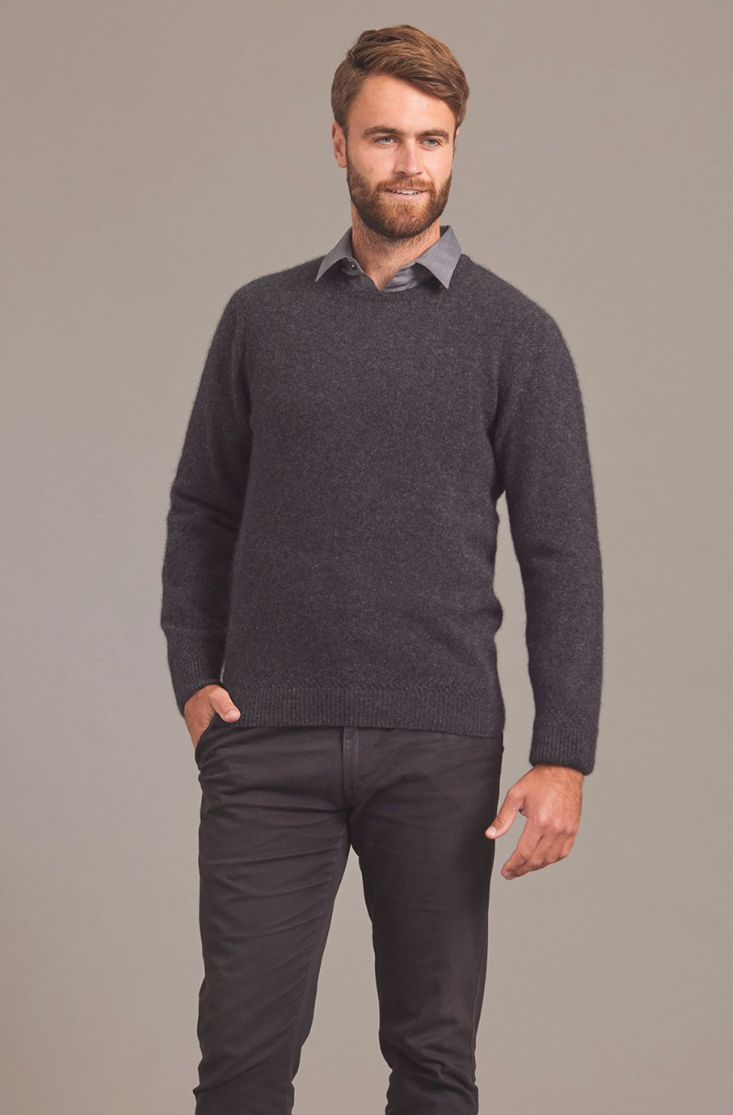 McDonald - Possum & Merino Crew Neck Jumper (6603)Charcoal