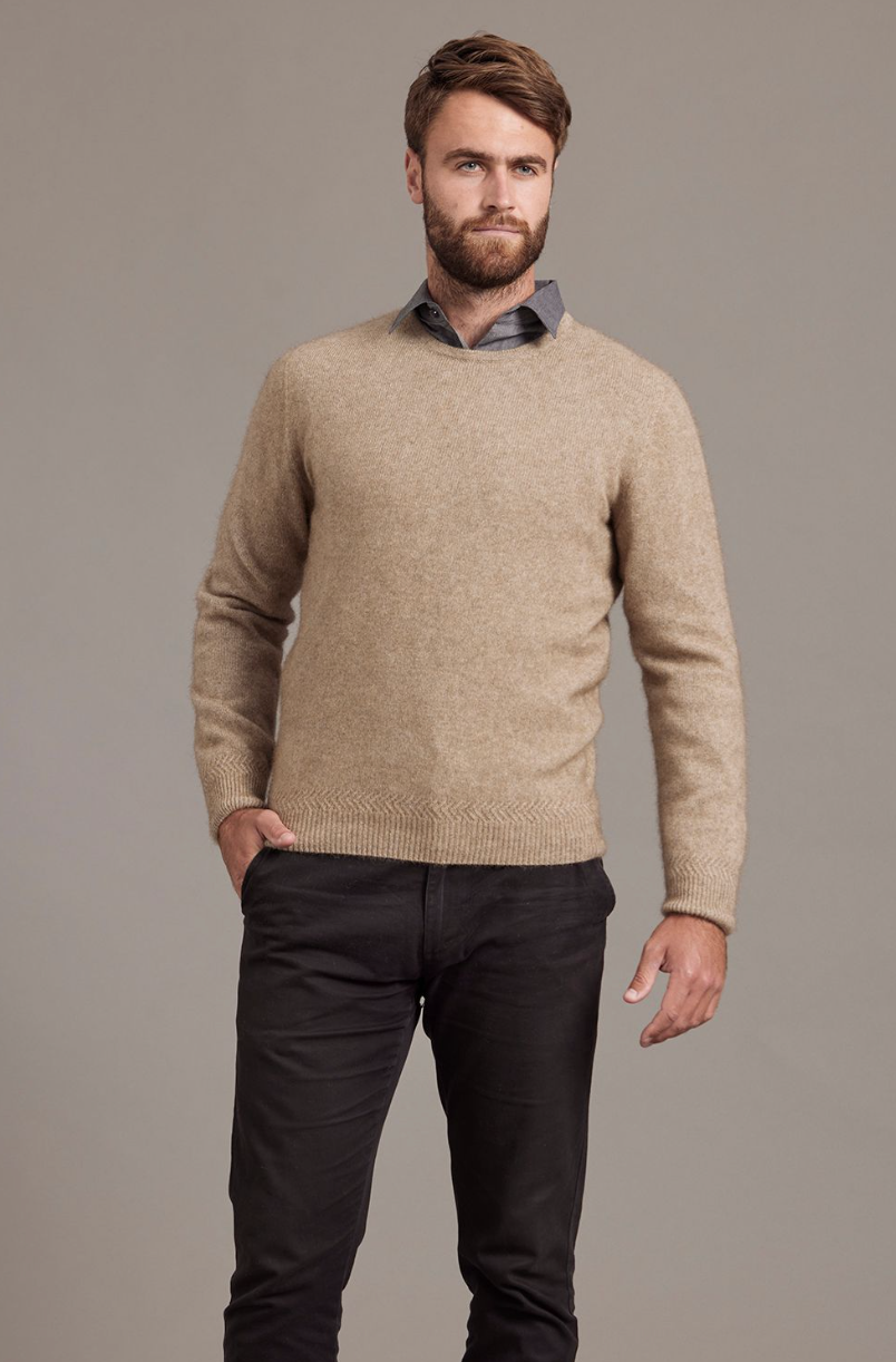 McDonald - Possum & Merino Crew Neck Jumper (6603)Mocha