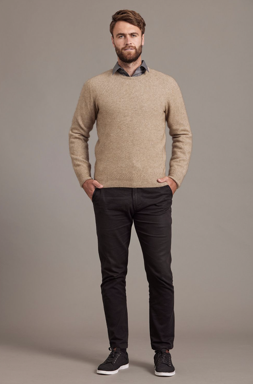 McDonald - Possum & Merino Crew Neck Jumper (6603)Mocha