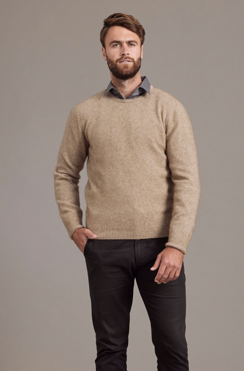 McDonald - Possum & Merino Crew Neck Jumper (6603)Mocha