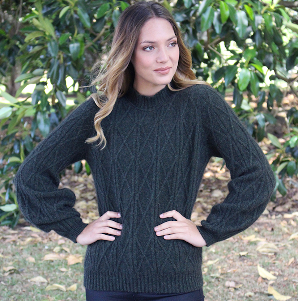 Lothlorian - Merino & Possum Cable Bell Sleeve Jumper (9778)