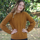 Lothlorian - Merino & Possum Cable Bell Sleeve Jumper Gold