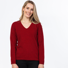 Native World - Merino & Possum Vee Plain Sweater (NB396)Berry