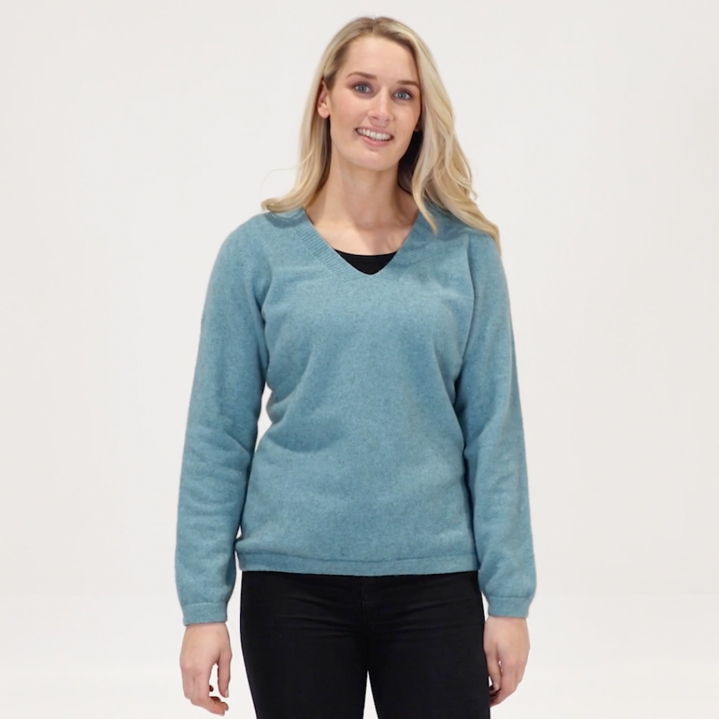 Native World - Merino & Possum Vee Plain Sweater (NB396)Topaz