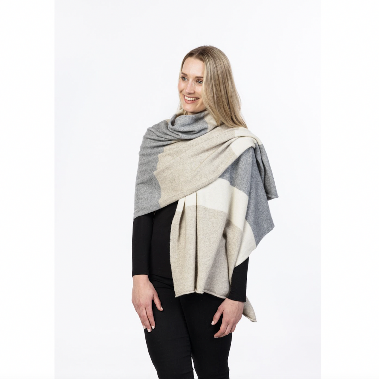 Native World - Merino & Possum Travel Wrap (NE815)Natural Stripe