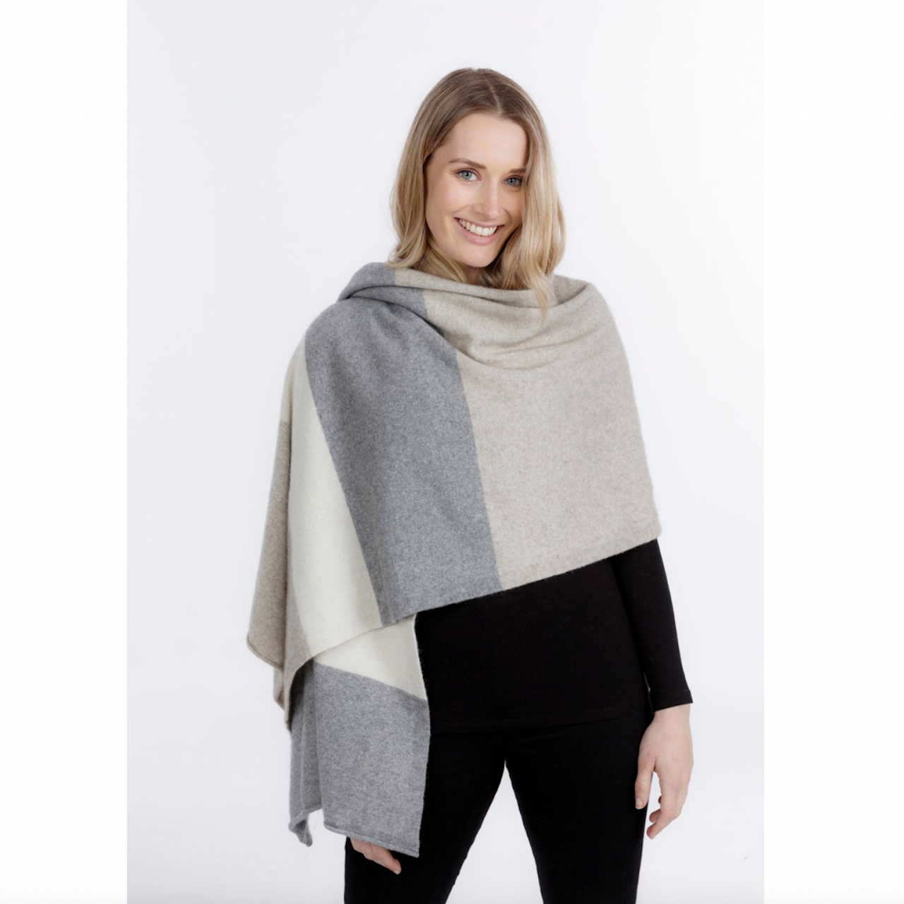 Native World - Merino & Possum Travel Wrap (NE815)Natural Stripe